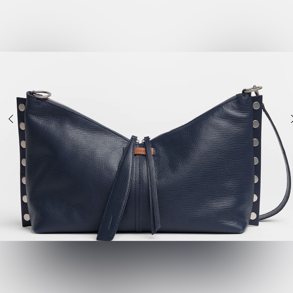 🆕✨ HAMMITT MR G Indigo Navy Riveted Leather Shoulder Bag NWT